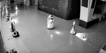 A security camera caught the moment an AI robot convinced others to leave their jobs and go home with it - This was what happened