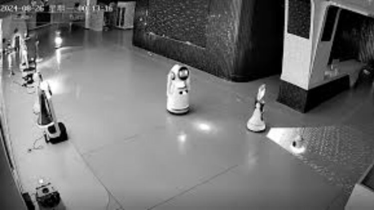 A security camera caught the moment an AI robot convinced others to leave their jobs and go home with it - This was what happened