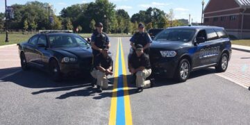 Confirmed—the Federal Highway Administration prohibits blue lines in support of the police for road safety reasons
