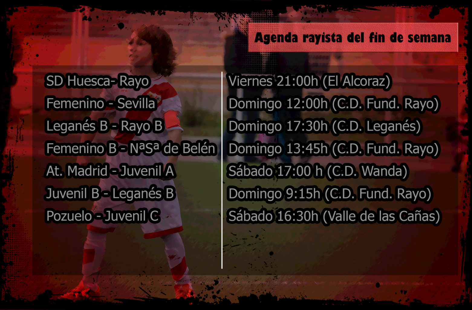 Horarios de los equipos y cantera del Rayo Vallecano (15-16 septiembre) 2 agenda cantera