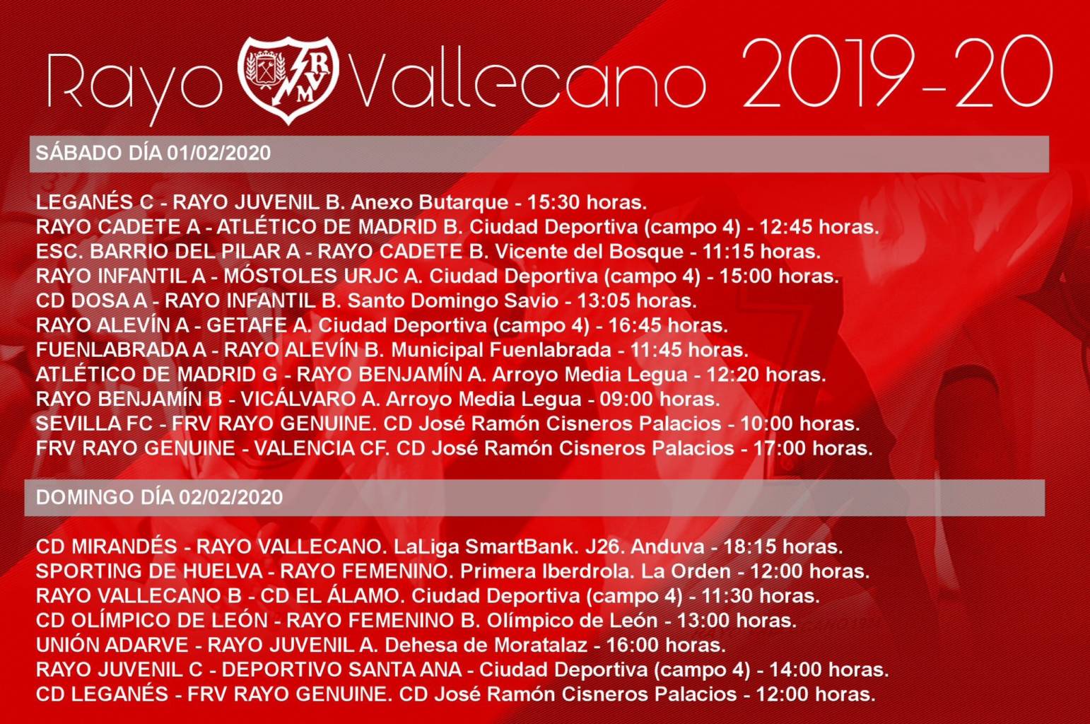 Horarios de los equipos del Rayo Vallecano (1 y 2 de febrero) 2 img 8230