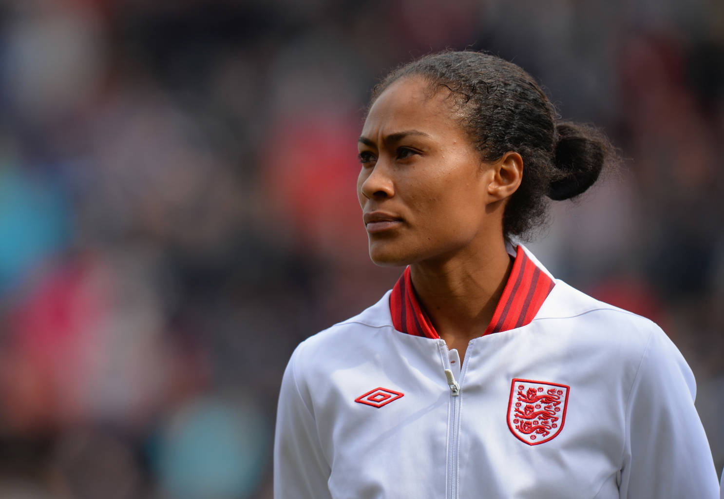 ROTHERHAM, ENGLAND - APRIL 07:  Rachel Yankey of England before the Women's International Match between England Women and Canada Women at The New York Stadium on April 7, 2013 in Rotherham, England.  (Photo by Shaun Botterill/Getty Images)