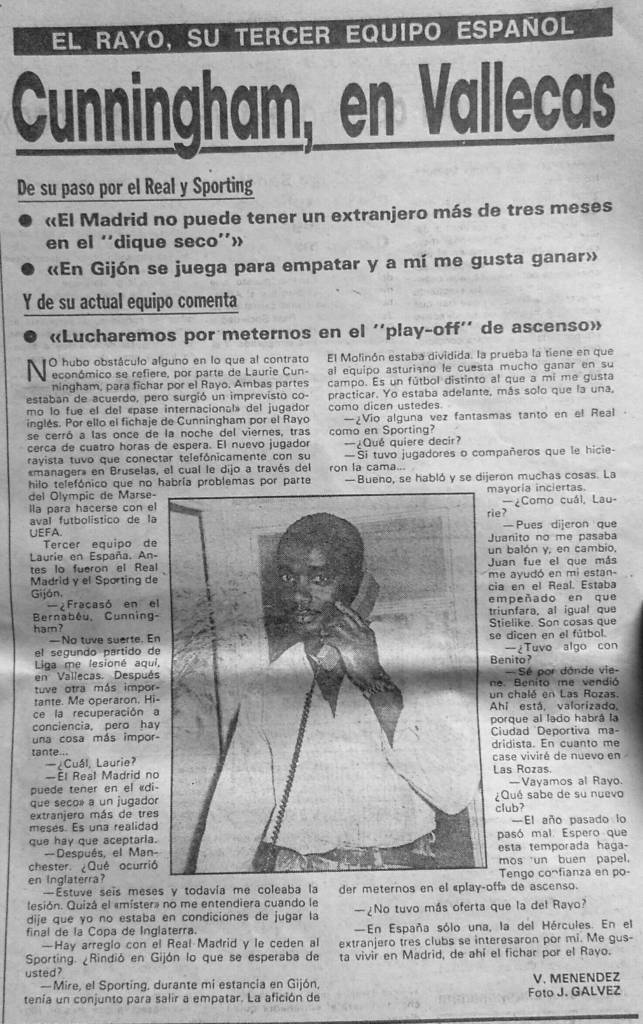Se cumplen 35 años del fichaje de Laurie Cunningham por el Rayo Vallecano 2 Laurie Cunningham fichaje rayo