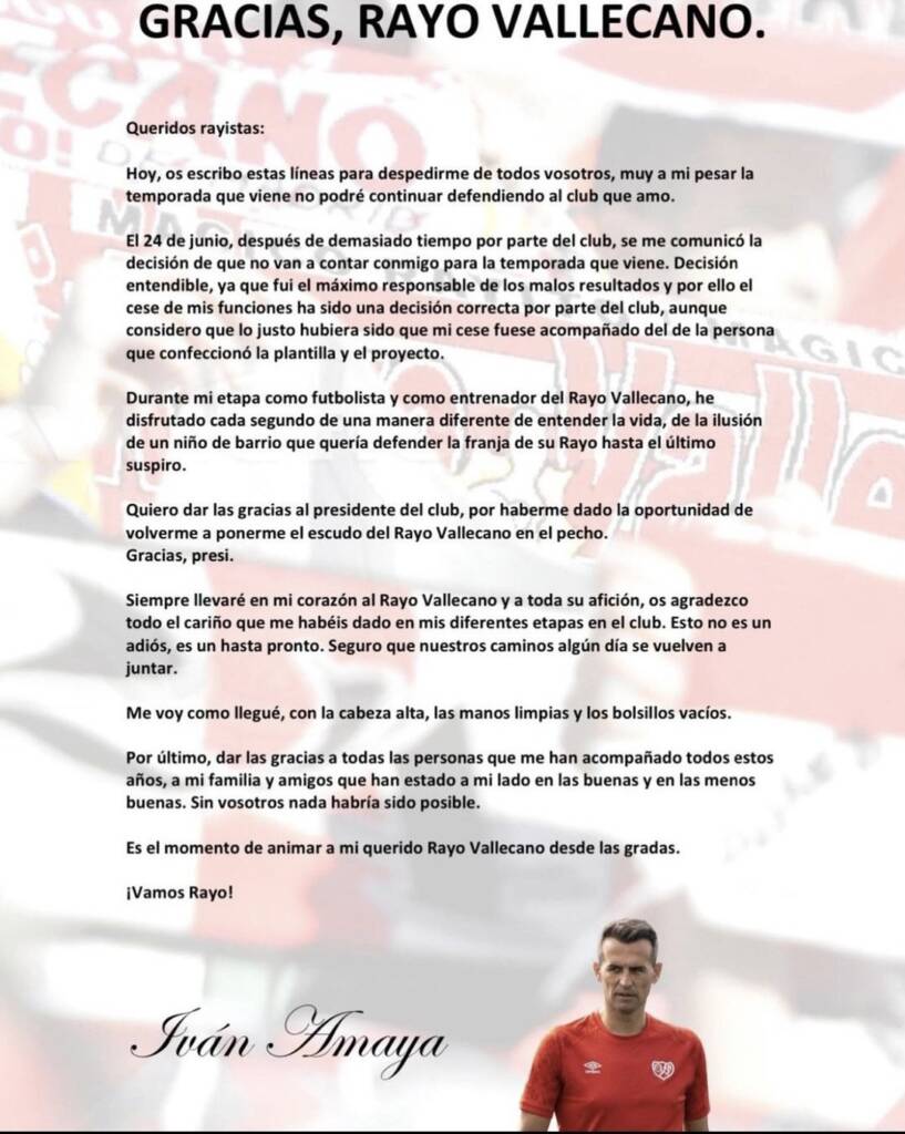 El Rayo no renueva a Iván Amaya y no seguirá siendo técnico del filial 2 img 7587