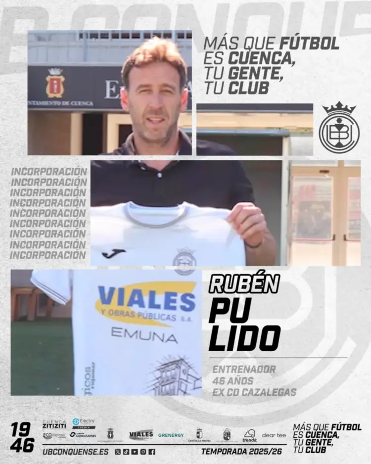 El exrayista Rubén Pulido, nuevo entrenador de la Balompédica Conquense 1 Rubén Pulido