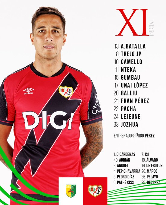 Once del Rayo ante el Neman Grodno en la ida de la previa de la Conference 2 Once Rayo