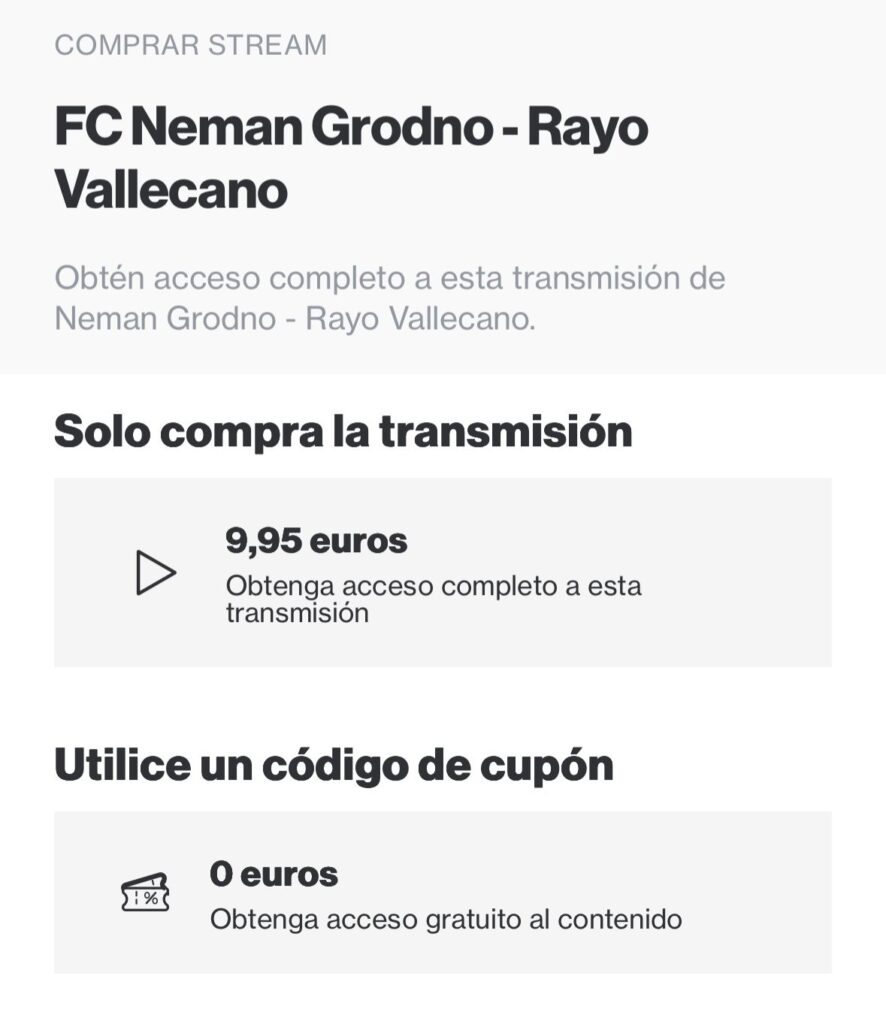 El Neman Grodno - Rayo Vallecano se podrá ver PPV en Solidsport 2 Rayo Neman Grodno ver PPV solidsport