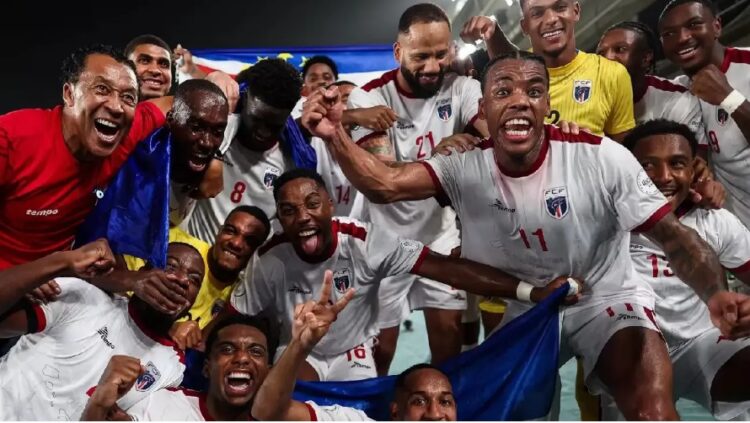 Celebración Cabo Verde, tras ganar el partido a Camerún
