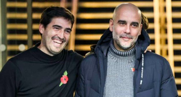 Iraola y Guardiola, sonrientes en la previa del partido. - X / Manchester City