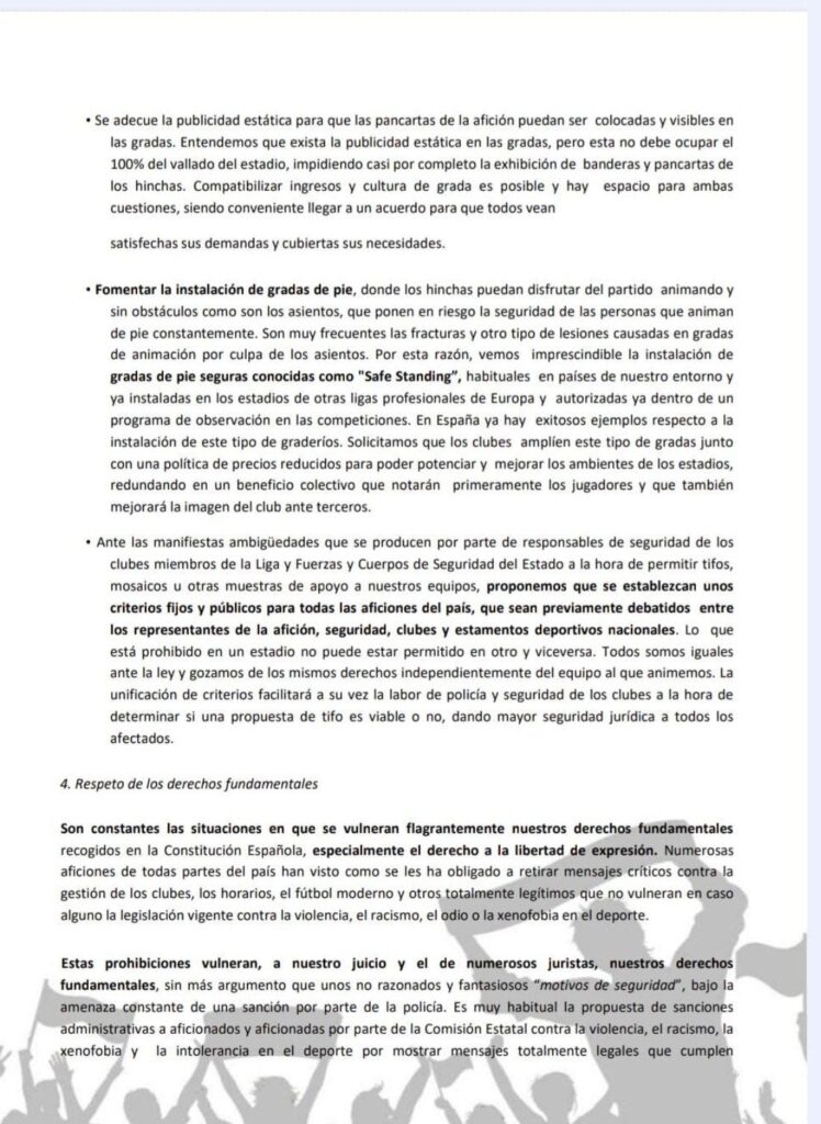 Plataforma ADRV se une al manifiesto de 'Derechos Para La Afición' 5 Comunicado Derechos para la Afición