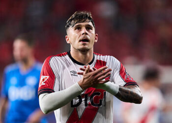 PAMPLONA, SPAIN - SEPTEMBER 14: Andrei Ratiu of Rayo Vallecano looks on during the LaLiga EA Sports match between CA Osasuna and Rayo Vallecano de Madrid at Estadio El Sadar on September 14, 2025 in Pamplona, Spain. (Photo by Juan Manuel Serrano Arce/Getty Images)