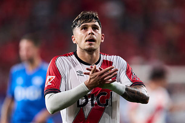 PAMPLONA, SPAIN - SEPTEMBER 14: Andrei Ratiu of Rayo Vallecano looks on during the LaLiga EA Sports match between CA Osasuna and Rayo Vallecano de Madrid at Estadio El Sadar on September 14, 2025 in Pamplona, Spain. (Photo by Juan Manuel Serrano Arce/Getty Images)