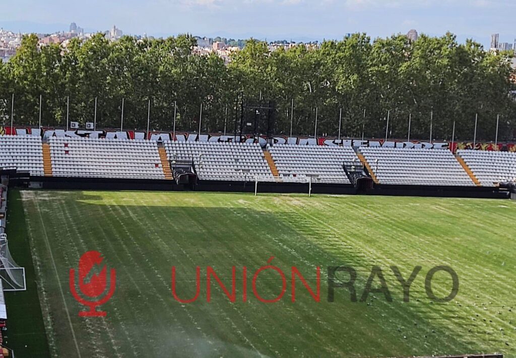 césped del Estadio de Vallecas verano