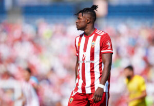 ALMERIA, SPAIN - SEPTEMBER 29: Sekou Gassama of UD Almeria looks on during the La Liga SmartBank match between UD Almeria and Cadiz at Estadio de los Juegos Mediterráneos on September 29, 2019 in Almeria, Spain. (Photo by Quality Sport Images/Getty Images)
